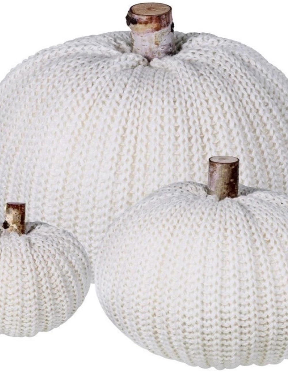 Amazon Cream Knit Decorative Pumpkin Trio - Picture 2 of 3